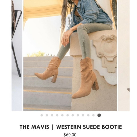 Western Faux suede Ankle bootie - Picture 2 of 8